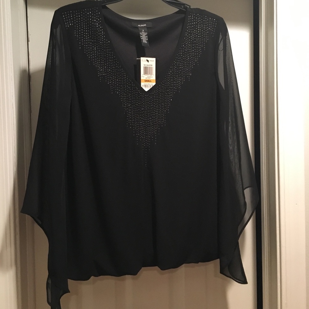 🆕Alfani black flutter sleeve top Sz small